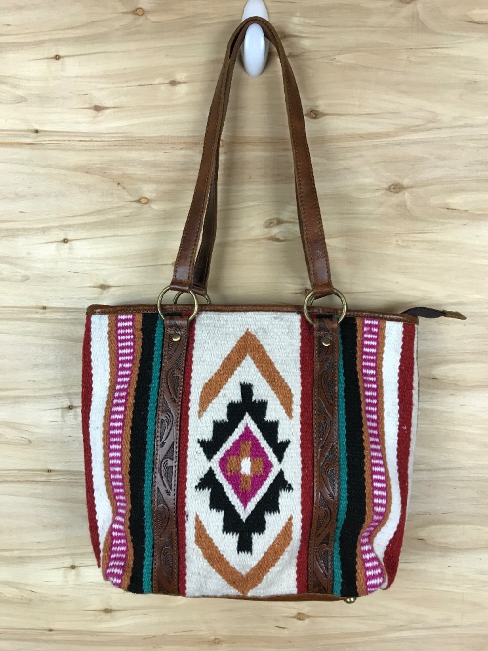 Ariat Western Southwest Wool Blanket Leather Satchel Shoulder Bag Purse
